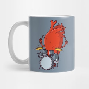 Heart Beats // Funny Cartoon Heart Drummer Mug